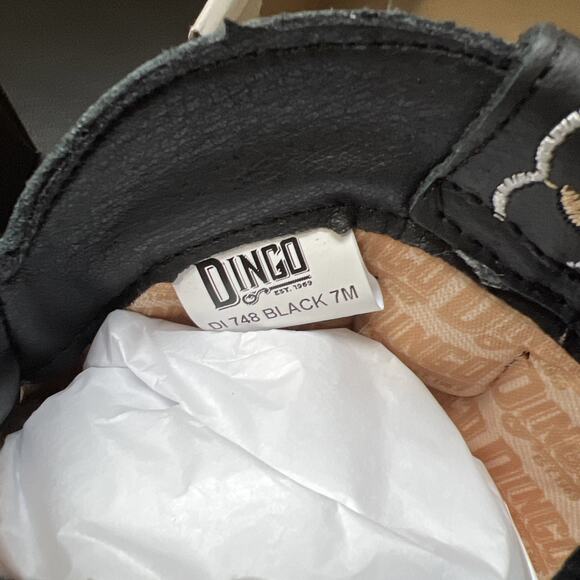 Dingo Black Primrose Western Boots Floral Embroidered Leather Women's Size 7 NEW - Picture 5 of 5